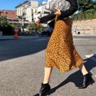 Band-waist Leopard Flare Skirt