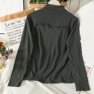 Brushed Fleece-lined Mock-neck Slim Top In 5 Colors