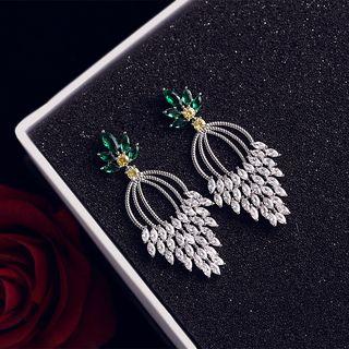 Rhinestone Statement Earring Silver - One Size