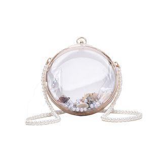 Faux Pearl Pvc Circle Crossbody Bag Transparent - One Size