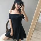 Off-shoulder Short-sleeve A-line Dress