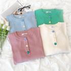 Long-sleeve Flower Button Knit Sweater