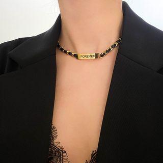 Lettering Bar Faux Leather Alloy Choker