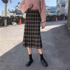 Gingham Pleated Skirt As Shown In Figure - One Size