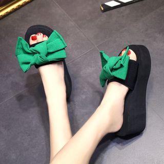 Bow Accent Platform Slippers