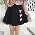 Heart Print Pleated A-line Skirt