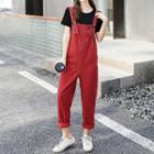 Cropped Denim Jumper Pants / Short-sleeve T-shirt / Set