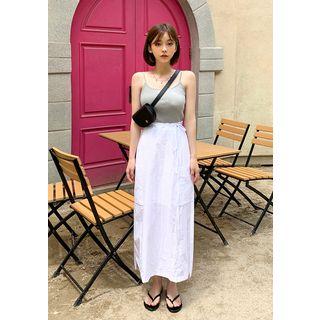 Pocket-side A-line Maxi Skirt