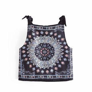 Paisley Print Camisole Top Blue & Red Print - Black - One Size