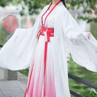 Crane Embroidered Hanfu Blouse / Camisole Top / Long Jacket / Set