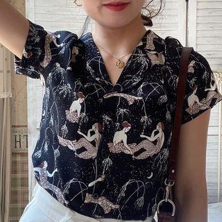 Short-sleeve Mermaid Print Blouse