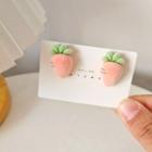 Flocking Carrot Earring 1 Pair - Earrings - S925 Silver - Pink & Green - One Size