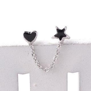 Heart & Star Double-piercing Earrings