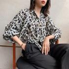 Leopard Print Blouse Leopard - Black & White - One Size