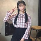 Sailor Collar Plaid Blouse