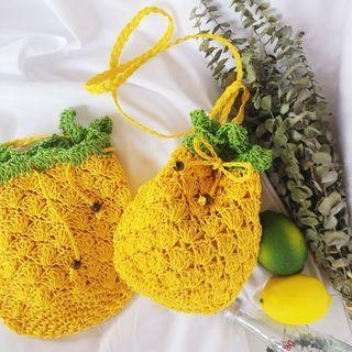 Woven Drawstring Crossbody Bag Yellow & Green - One Size