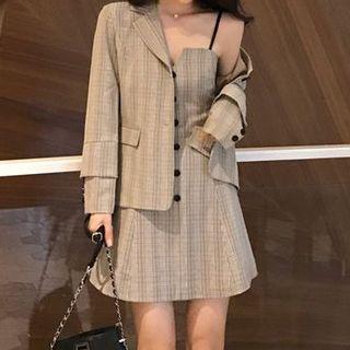 Gingham Tube Dress / Gingham Blazer