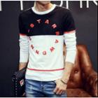 Letter Colour Block Long-sleeve T-shirt