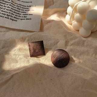 Wooden Square Earring 1 Pair - Wooden Square - One Size