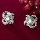 925 Sterling Silver Rhinestone Earring 1 Pair - S925 Silver Earrings - Silver - One Size