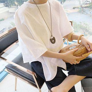 Batwing-sleeve Linen Blouse