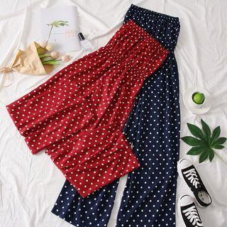 Wide-leg Dotted Tube Jumpsuit