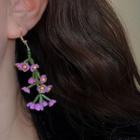 Flower Dangle Earring 1 Pair - Purple & Green - One Size