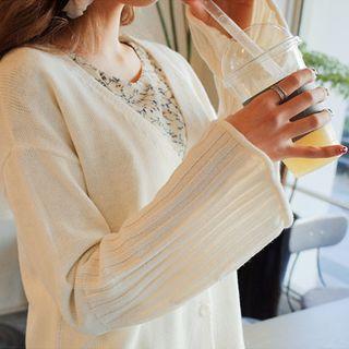 Bell-sleeve V-neck Cardigan