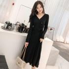 Side Tie Long-sleeve A-line Knit Dress
