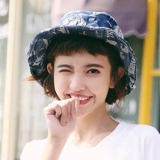 Ripped Denim Bucket Hat Denim Blue - One Size