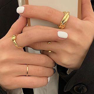 Set Of 4: Alloy Ring (assorted Designs) Set Of 4ring - Cross - Gold - One Size