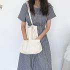 Pocket-detail Canvas Tote Bag As Shown In Figure - One Size
