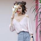 3/4-sleeve Cutout Blouse