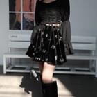 Butterfly Print Mini A-line Velvet Skirt
