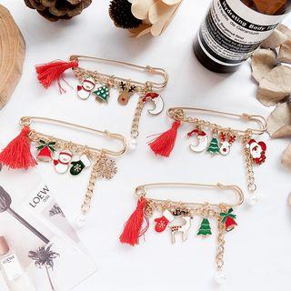 Alloy Christmas Safety Pin Brooch