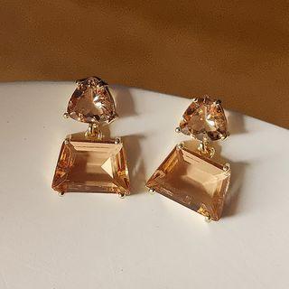 Faux Crystal Geometric Stud Earring 1 Pair - C - 260 - Brown Gold - One Size