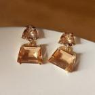 Faux Crystal Geometric Stud Earring 1 Pair - C - 260 - Brown Gold - One Size