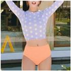 Dotted Long-sleeve 2-piece Swimsuit