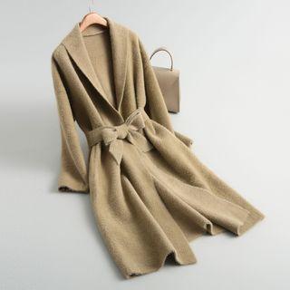 Open Front Knit Coat With Sash