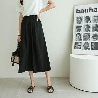 Band-waist Linen Blend Cropped Culottes