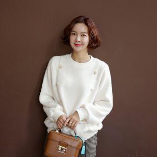 Button-trim Blouson Sweater