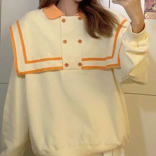 Plain Lapel Sweatshirt