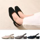 Almond-toe Faux-suede Sling-back Pumps