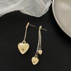 Heart Asymmetrical Alloy Dangle Earring 1 Pair - Earrings - Silver Pin - Love Heart - Silver - One Size