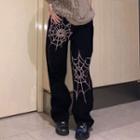 Spiderweb Print Baggy Jeans