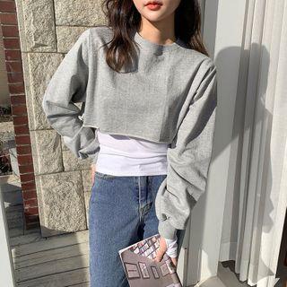 Fray-hem Cropped Sweatshirt