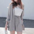 Set: Single-breasted Blazer + Wide-leg Shorts