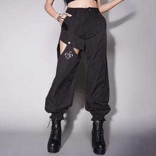 Cut-out High Waist Wide Leg Jogger Pants