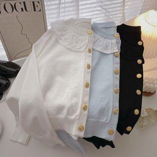 Long-sleeve Peter-pan Collar Knit Top