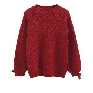 Dotted Sweater Wine Red - One Size